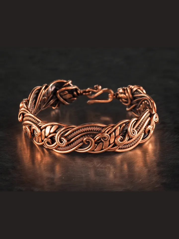 Copper wire wrapped bracelet for woman 7th Anniversary gift Small size bracelet Antique style copper Jewelry