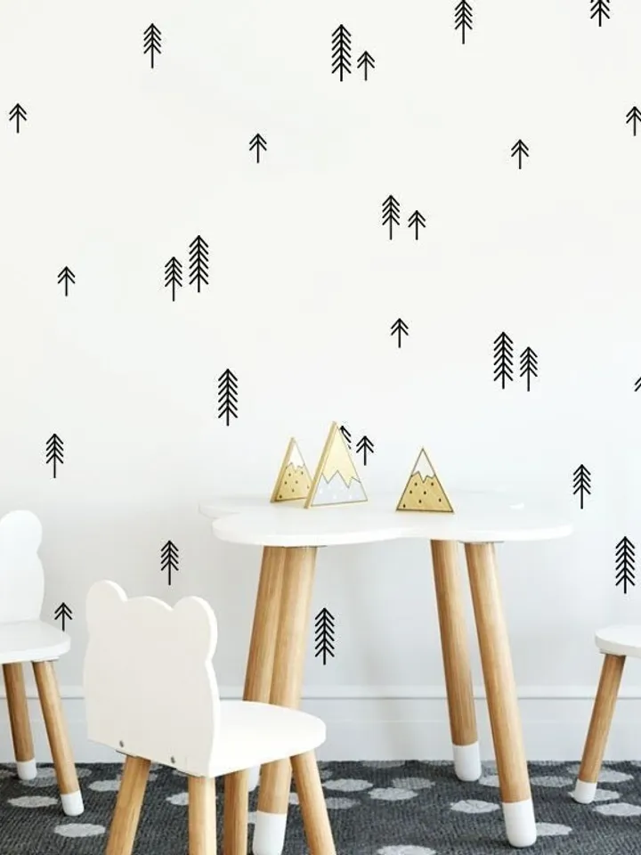 Pine Tree Forest Wall Decals - Tree Wall Decals, Forest Mural, Bear Decals, Large Wall Decals, Children's Forest Decals ga219