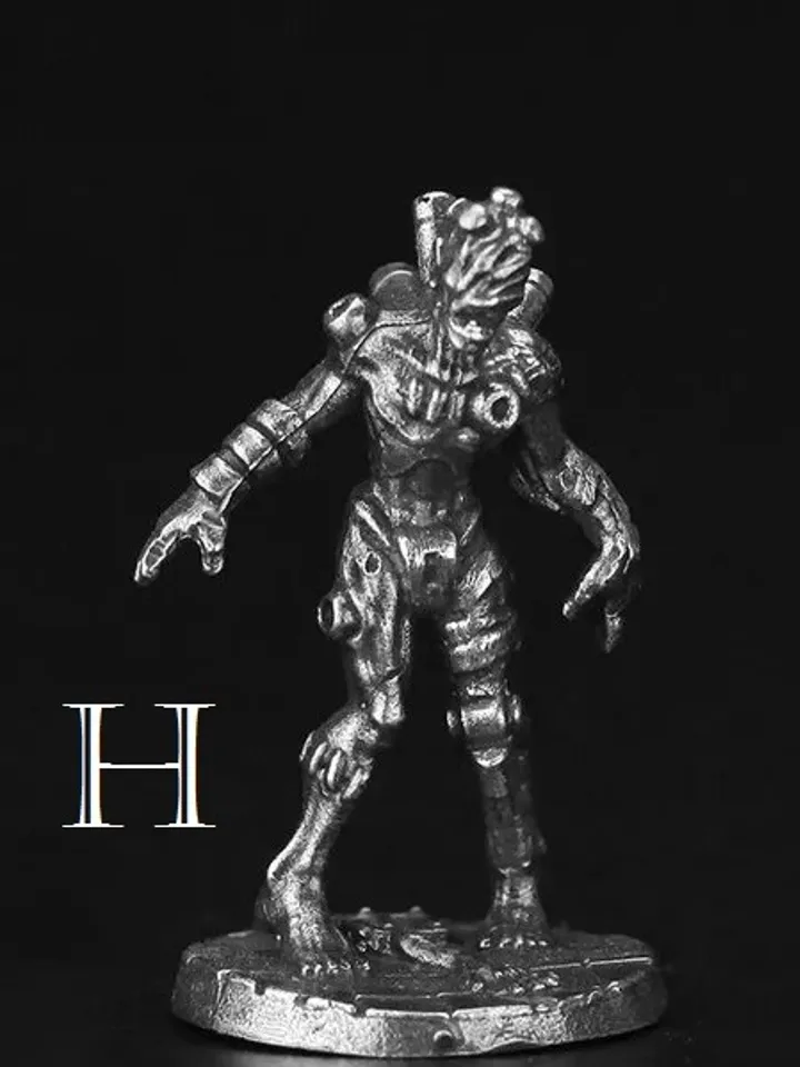 Mechanical Reanimator, copper miniatures, tabletop wargaming fantasy miniature figures.