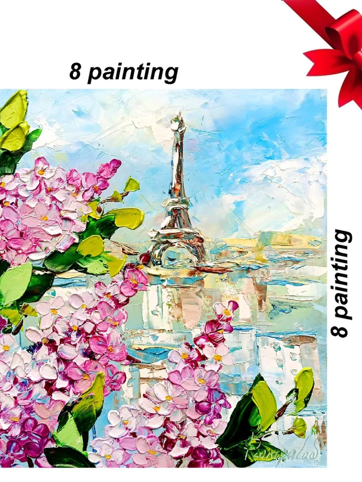 Paris Painting France Cityscape Original Canvas Art Eiffel Tower Impasto Artwork Travel Gifts Personalized Gifts by ArtProkopaloSv