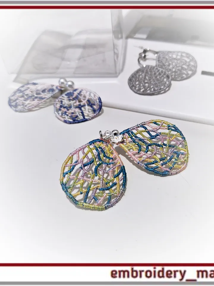 In The Hoop FSL earrings fancy shape Machine embroidery design