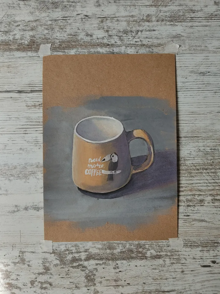 Coffee Mug. Original gouache painting.