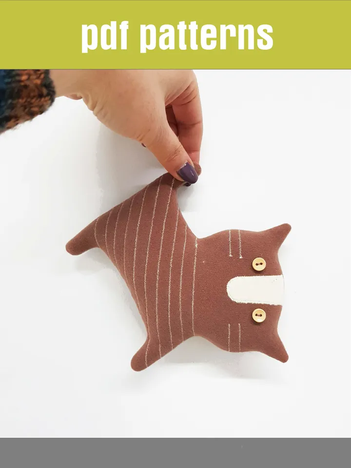 Cat Sewing pattern PDF, digital tutorial in english, diy stuffed animal
