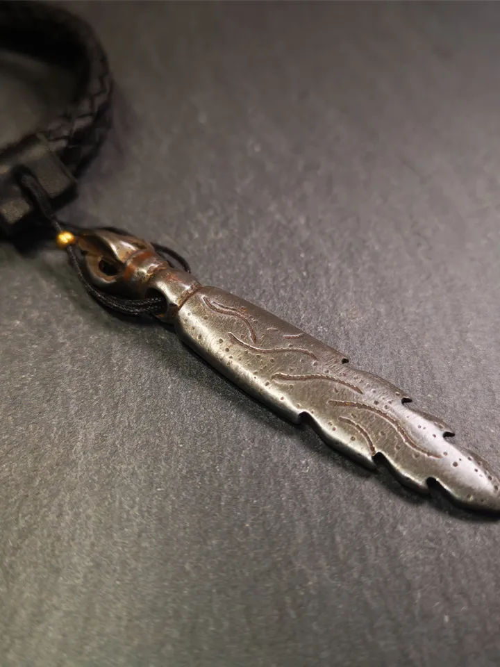 Gandhanra Vintage Tibetan Buddhism Amulet,Fire Vajra Sword of Wisdom Buddha Manjushri, Made of Cold Iron,2.8"