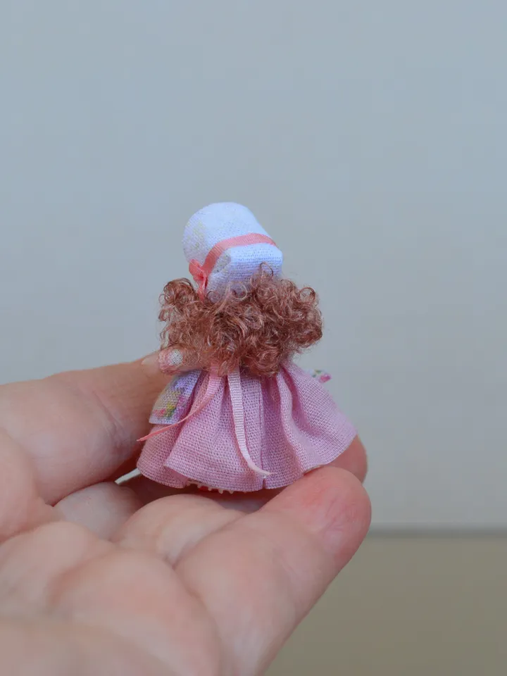 Miniature doll in 24th scales. Handmade doll toy. Miniature for dollhouse.