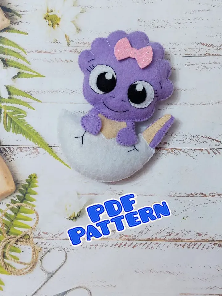 Felt Baby Dinosaur Pattern Dinosaur ornament PDF