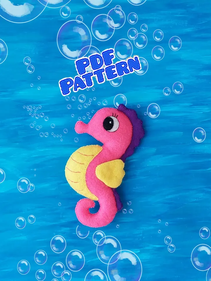 Felt seahorse pattern PDF Pattern Felt Sea Creatures Nautical pattern Pattern felt Felt sea animals pattern