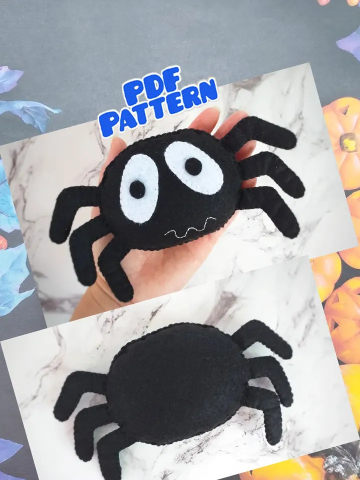 Felt spider pattern felt halloween decor PDF felt spider ornament halloween decorations