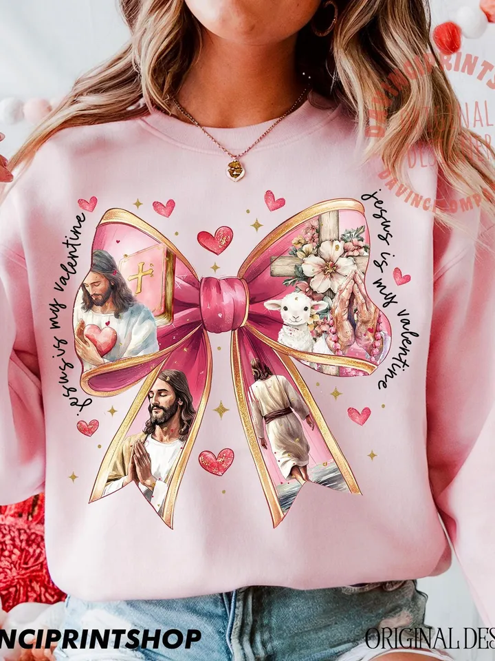 Jesus is my Valentine PNG, Christian Valentine Png, Valentine Coquette Bow Png, Bible Verse Png, Love Like Jesus Png, Cross, Faith, Jesus
