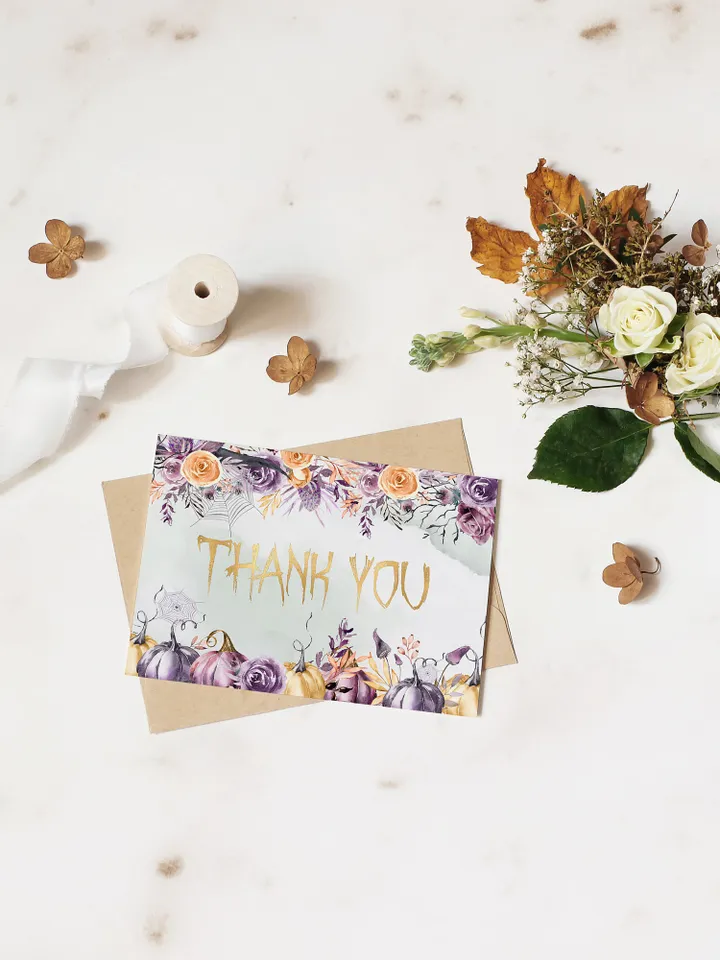 Editable Ghost Thank you card; Printable Baby shower thank you card; Halloween Party Decoration; Little boo is almost due baby shower; FLH60
