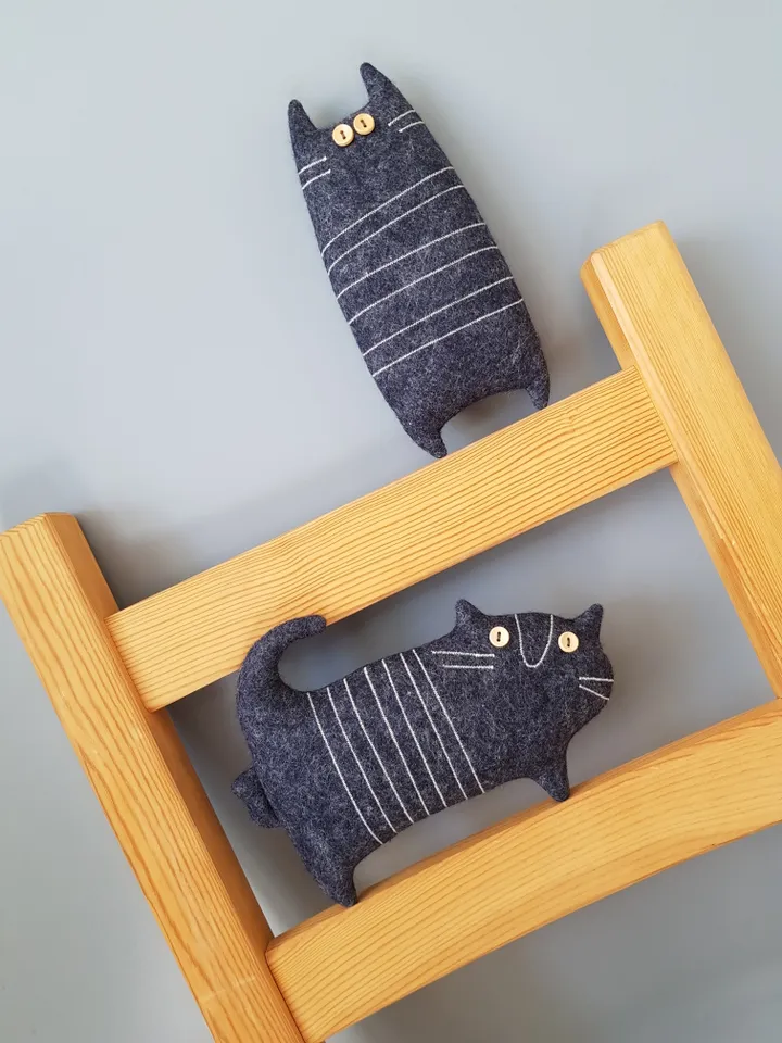 Black Cat sewing pattern PDF, halloween doll diy, digital tutorial in english, felt animal pattern