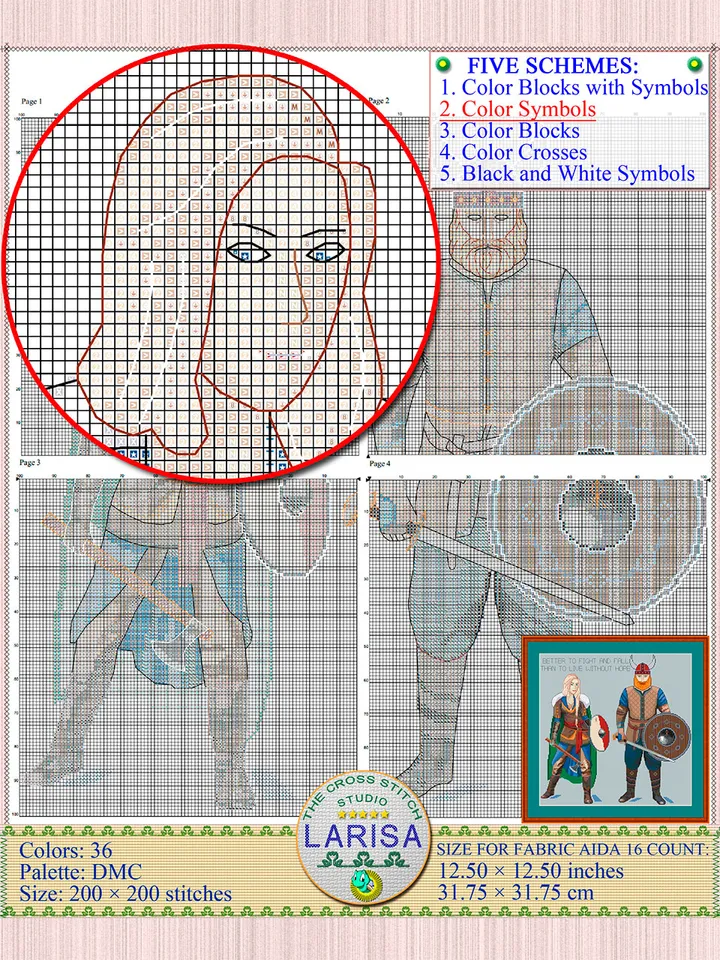 Vikings Cross Stitch Pattern | Viking Warriors | Konung