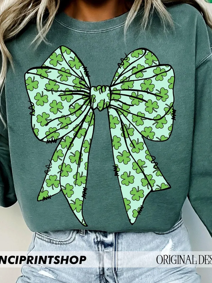 Coquette Bow Shamrock Png, St Patricks Day png, St Patricks Bow png, St patricks Gift, Lucky Shamrock png, St Patricks Design png, Irish png