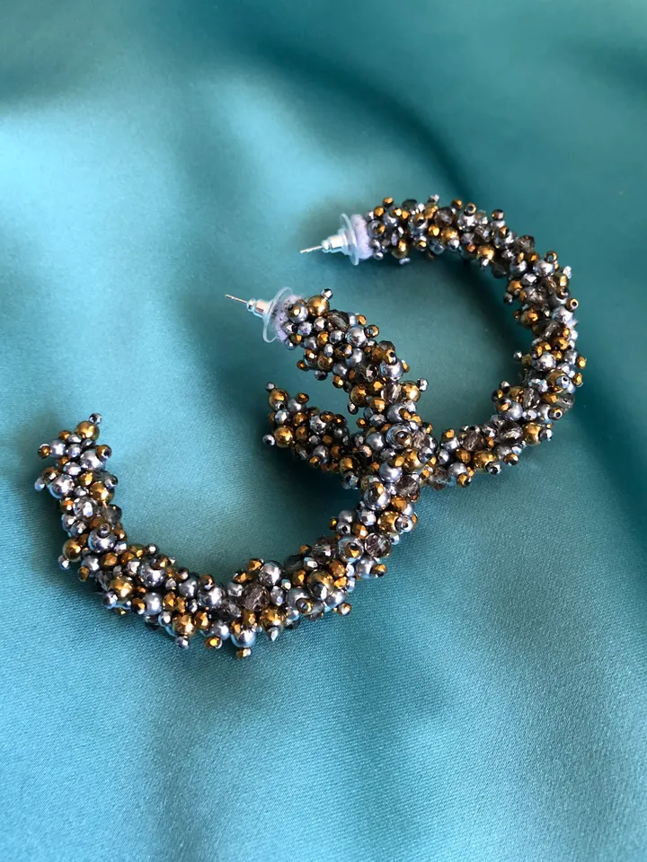Wedding Glossy Crystal Embroidered Earrings