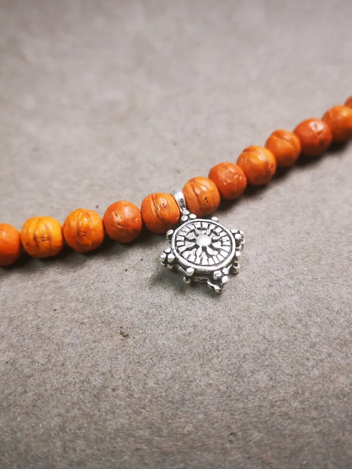 Gandhanra Handmade Buddhist Mala Counter Clip,Bum Counter Clip for Prayer Beads,Dharmachakra / Prayer Wheel Shape,Mala Accessories