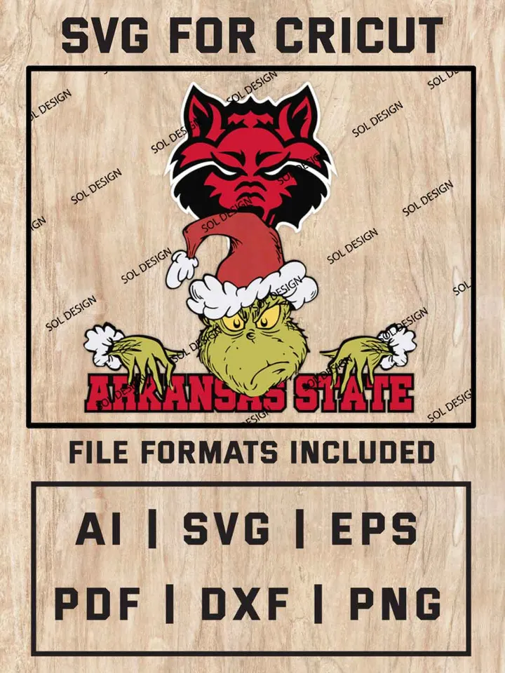 Grinch Arkansas State Red Wolves SVG, NCAA SVG Design, NCAA Arkansas State Red Wolves SVG, NCAA Red Wolves Cricut, Christmas Svg, Grinch svg, Digital Download