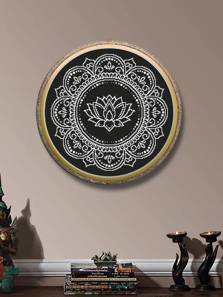 Lotus mandala cross stitch pattern download PDF Flower lotus cross stitch chart, Floral mandala pattern digital PDF Mandala embroidery #M151