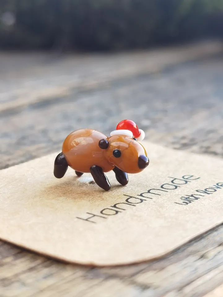 GLASS FIGURINES Capybara figurine Glass Capybara Miniature Capybara tiny Capybara Tiny glass animals Terrarium Dollhouse miniature
