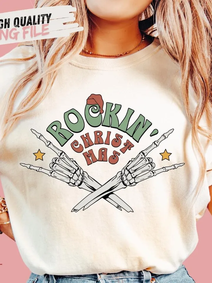 Rockin' Around Png, Cute Christmas Tree Png, Funny Christmas Trees Png,Merry and Bright Png, Merry Christmas, Rock Lover Png,Holiday Season