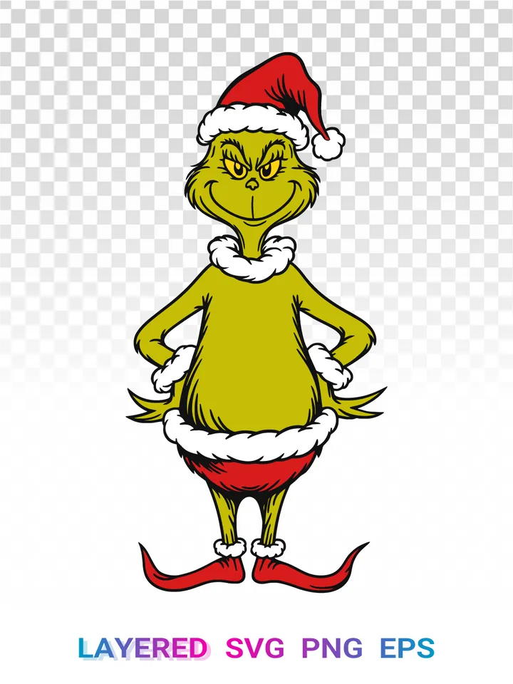 Funny Grinch Santa Suit SVG PNG, Standing Christmas Cricut