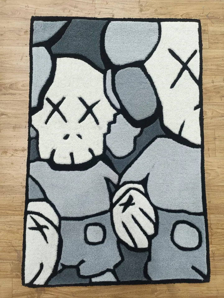 Kaws rug, handcrafted wool rug, case rug, Kaws carpet, handmade carpet, rug for living room, hallway, cartoon carpet, Kaws, 2x3, 3x5, 4x6.