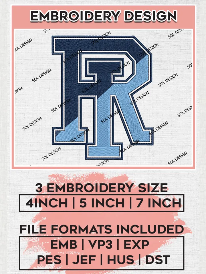 Rhode Island Rams Logo Machine Embroidery Design, NCAA Rhode Island Rams Embroidery Design Design files, NCAA Embroidery Designs, NCAA Machine Embroidery Designs, Digital Download