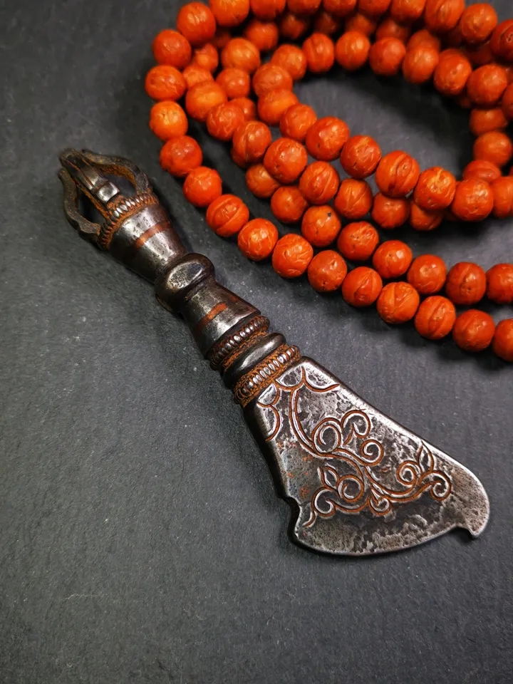 Gandhanra Tibetan Amulet,Kartika(knife of the dakinis), Trantic Buddhism Dharma Ritual, Altar Tools,Made of Cold Iron,3.9"