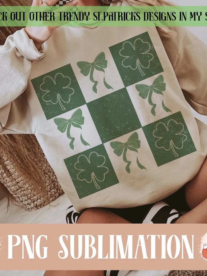 Retro Checkered St Patrick's Day PNG, Lucky Shamrock PNG, Retro St Patrick's Day PNG, St Patricks Coquette Png, Lucky Png, Irish Png, Clover