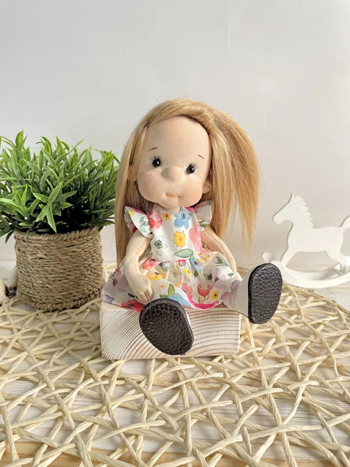 Handmade Poseable Art Doll Waldorf Inspired Collectible Heirloom Gift for Girls (20cm)