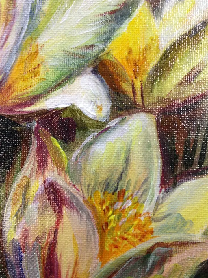 Crocus flower painting Original acrylic painting Floral landscape painting