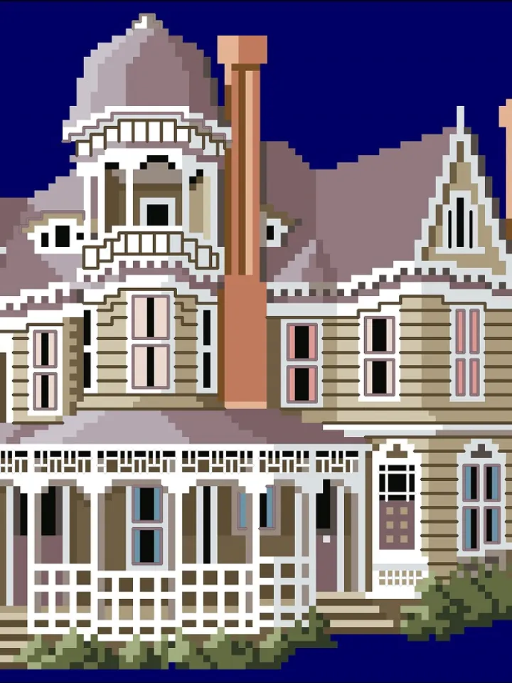 Vintage Cross Stitch Pattern Victorian House Counted Digital Download PDF