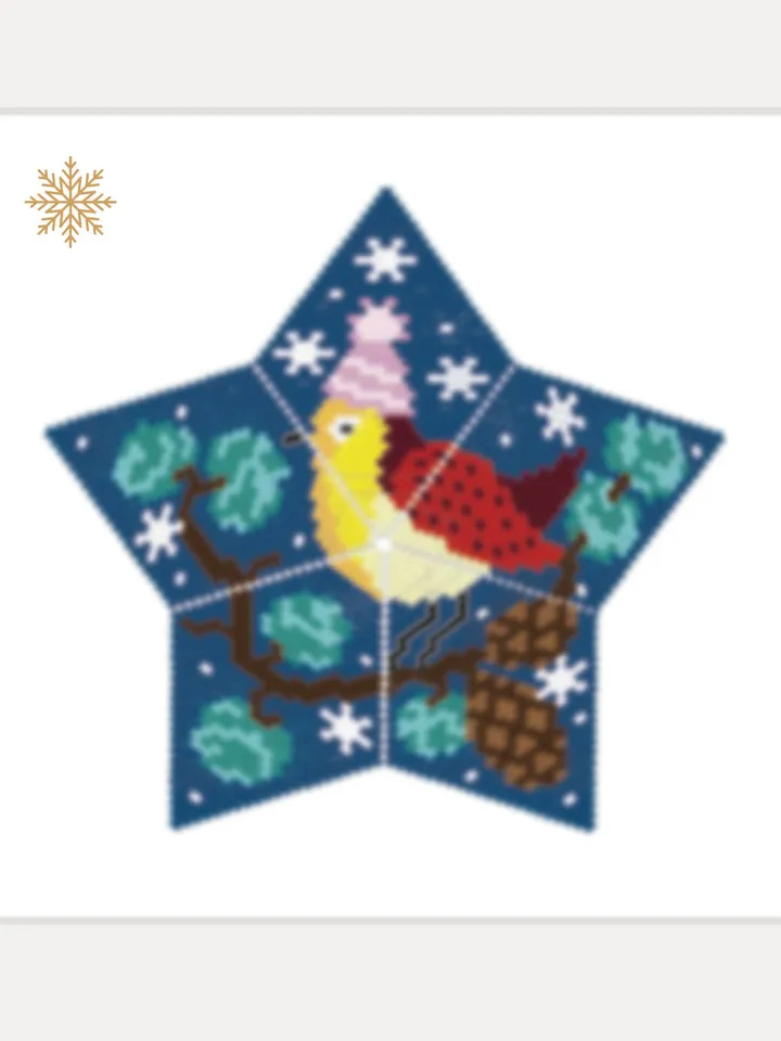 Peyote Star Winter Bird, Beaded Star Pattern, Seed Bead Christmas Ornament