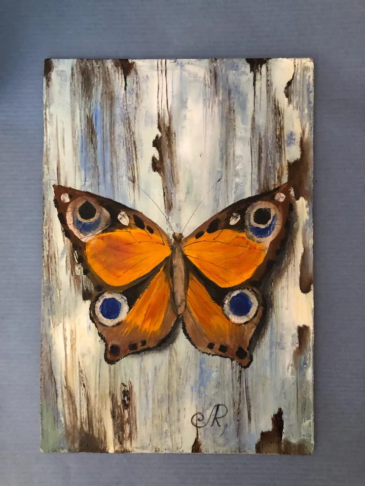 Monarch Butterfly Painting Metal Frame Shabby Chic Painting