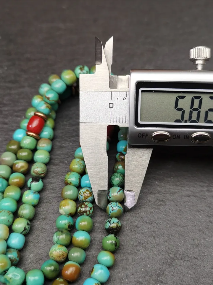 Gandhanra Old 108 Turquoise Beads Necklace Mala,Tibetan Prayer Beads for Meditation Practice ,Diameter 0.23", Circumference 24 inches