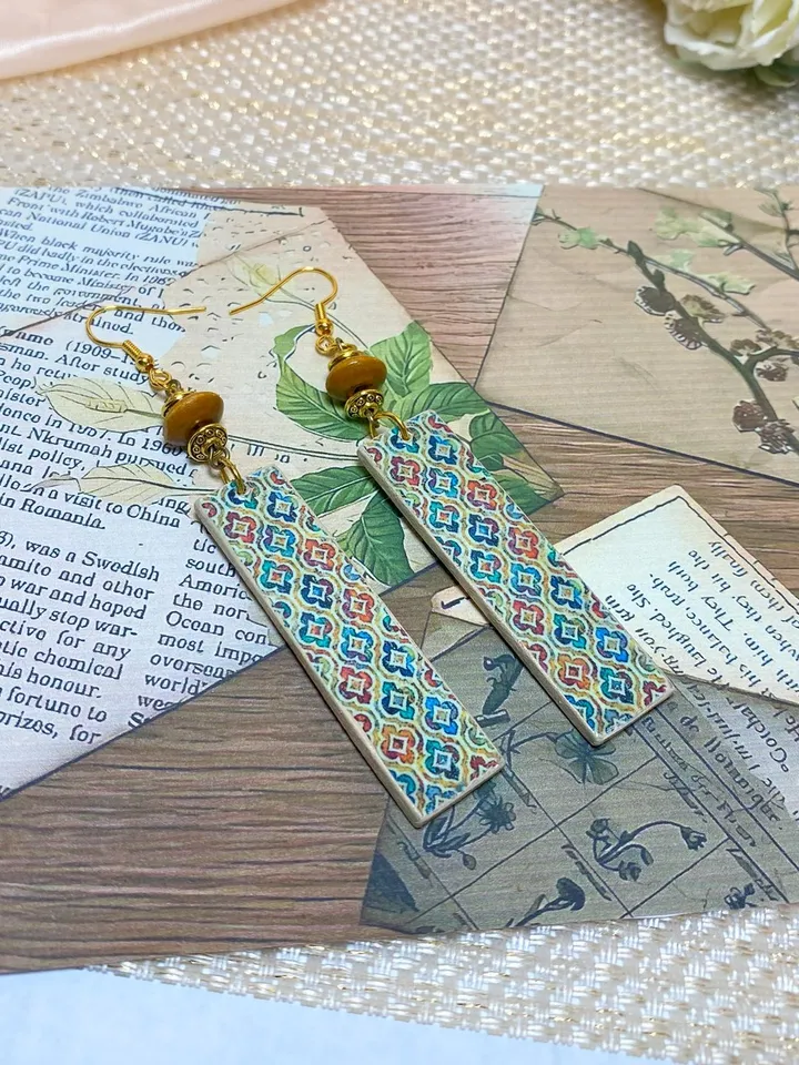 Handmade earrings. Individual design. Wooden earrings.