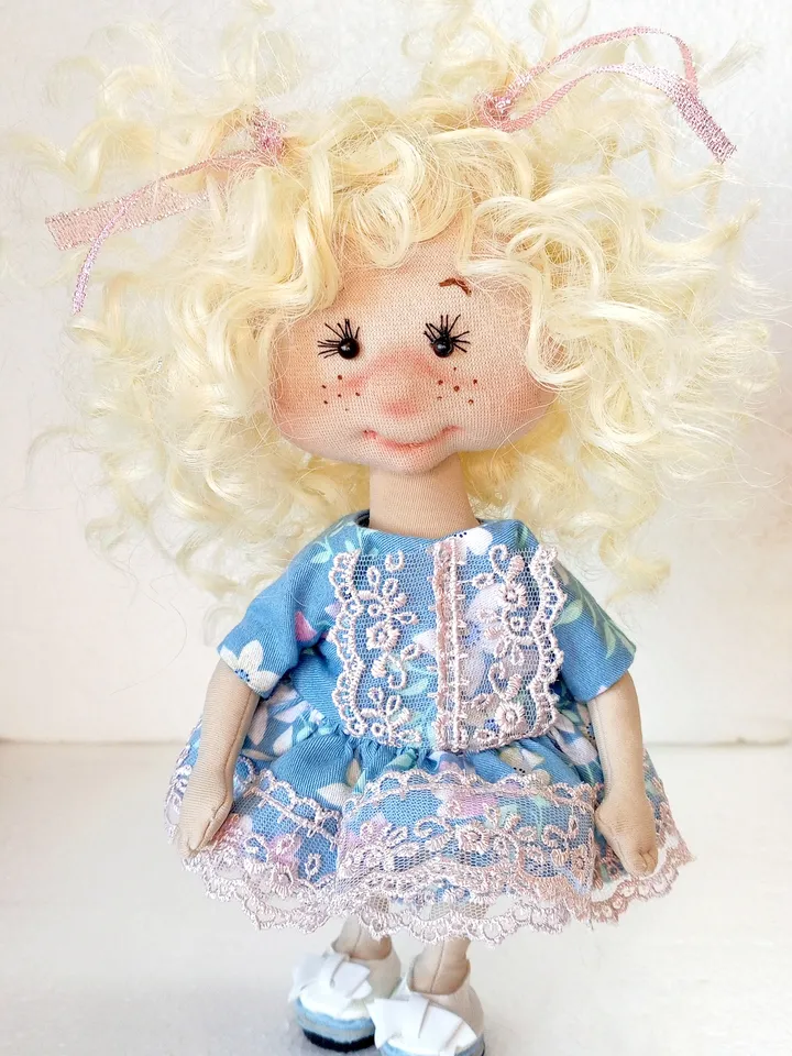 Textile Doll in Removable Clothes , Interior Doll , Handmade Fabric Doll