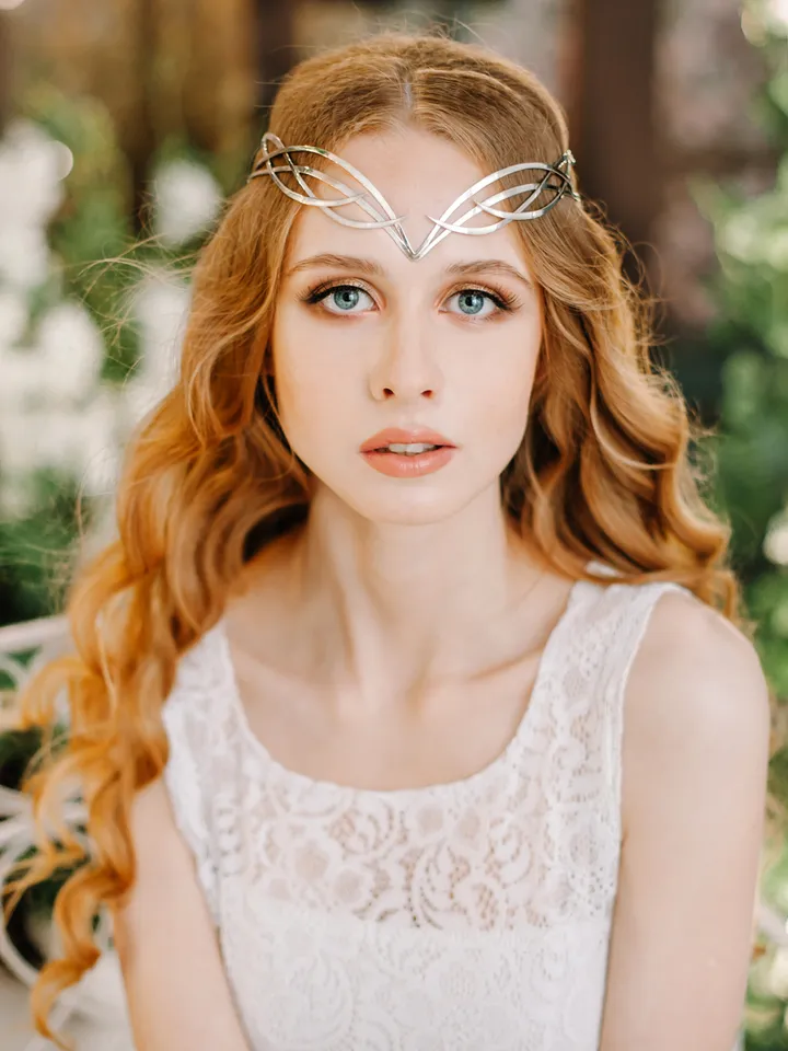 Wedding diadem Bridal Elven Tiara Elf Leaf Crown bridal hair vine Wedding Headpiece headband Silver Bridal Tiara Firiel
