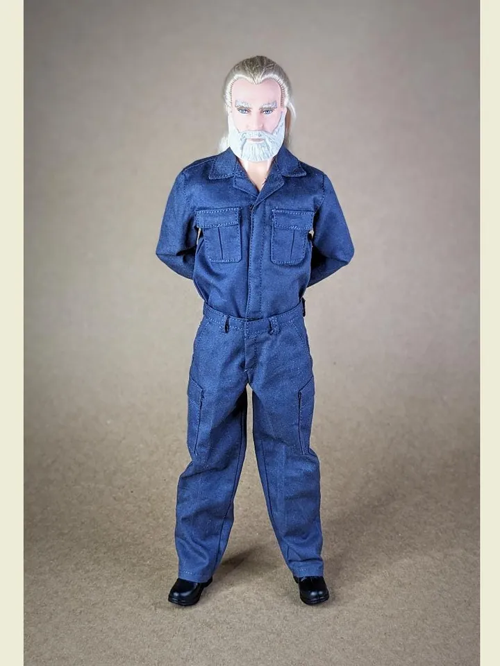 Premium navy blue military-style jacket, pants for 12-inch fashion male dolls