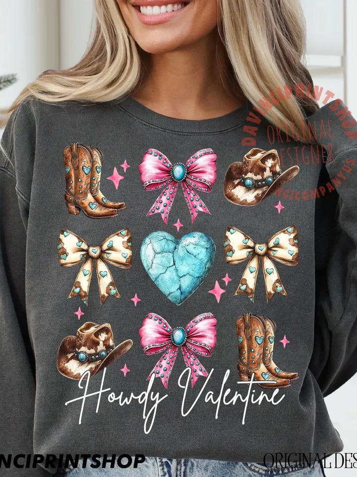 Western Valentines Coquette Bow png, Valentines Day png, Valentines png, Cowgirl Valentines, Western Valentines, Turquoise Cowhide, Love png
