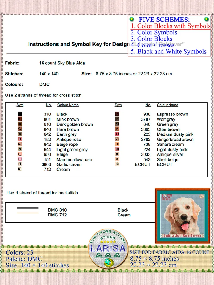 Labrador Cross Stitch Pattern | Yellow Lab