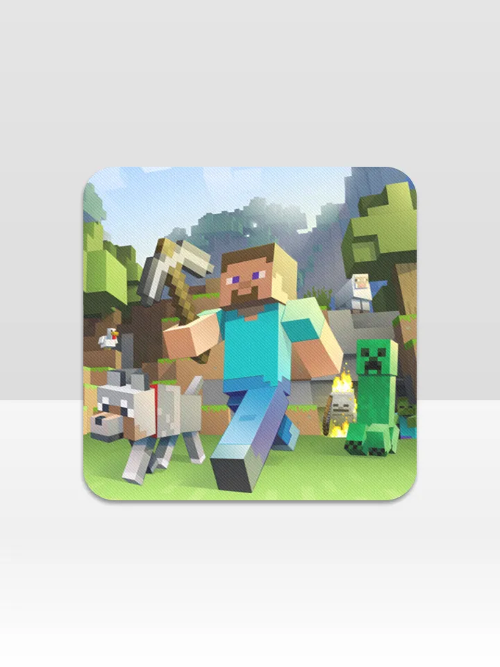 Minecraft Cup Coaster, Square Drink Coaster, Round Coffee Coaster