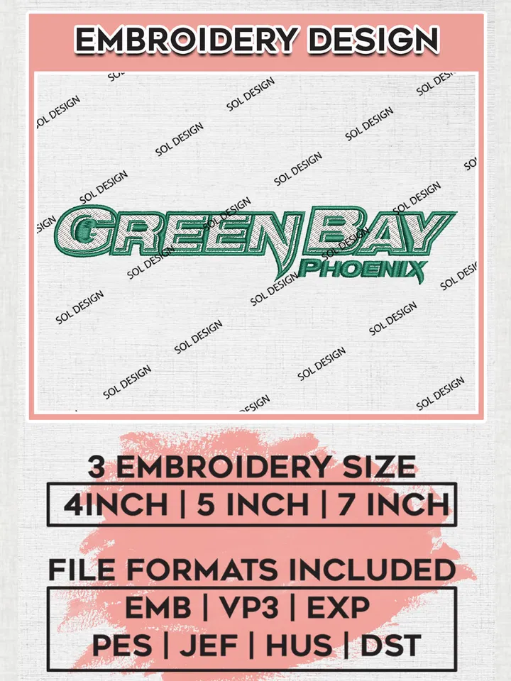 NCAA Green Bay Phoenix College Football Team Writing Logo Embroidery Design Files, NCAA Green Bay Phoenix Machine Embroidery, NCAA Teams, Game Day, 3 sizes, NCAA Machine embroidery designs, Digital Download