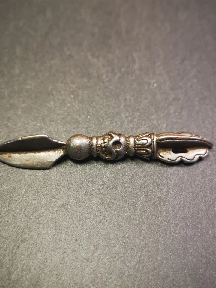 Gandhanra Handmade Phurba Amulet,Kila - Dorje Phurba,Tibetan Budhist Ritual Implement Pendant,Made of Cold Iron,3.0"