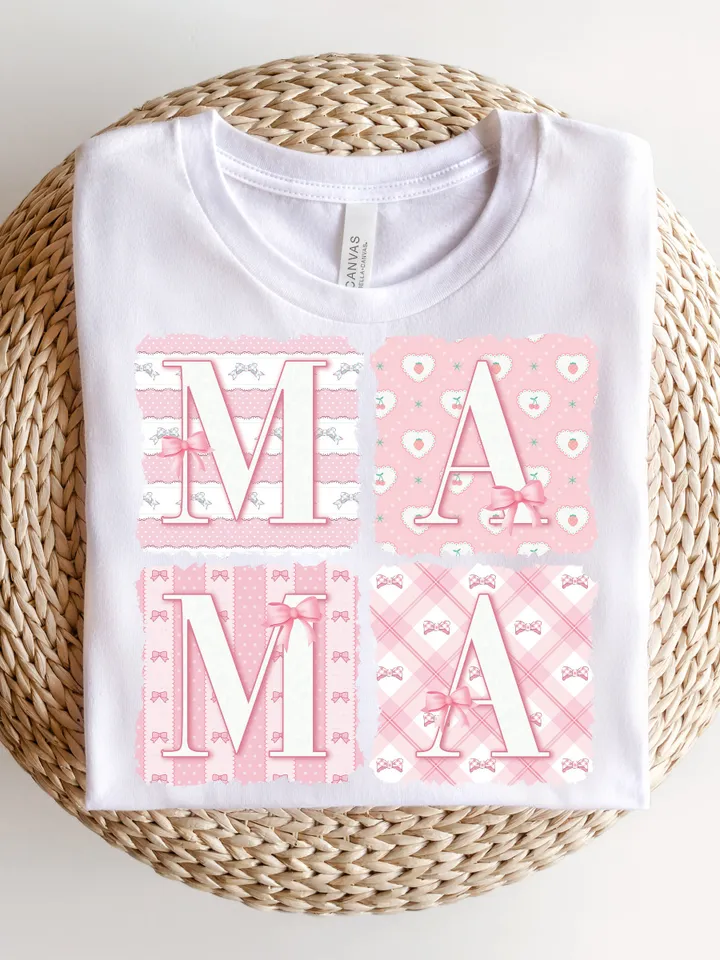 Coquette MAMA Design, Pink Plaid Mama png, Pink Mama png, Soft Girl Era png, Pink Bow, Aesthetic, Social Club png, Coquette shirt design Png