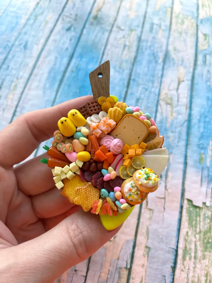 Magnet Miniature Easter Charcuterie Board with Polymer Clay Souvenir