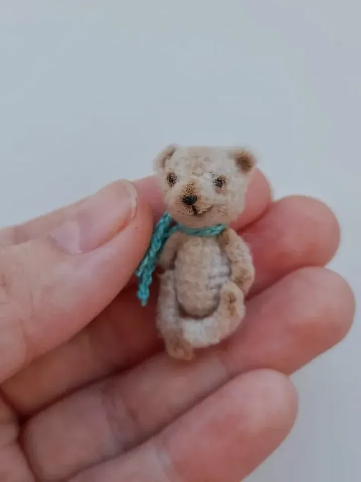 Crochet miniature bears in a nuthouse
