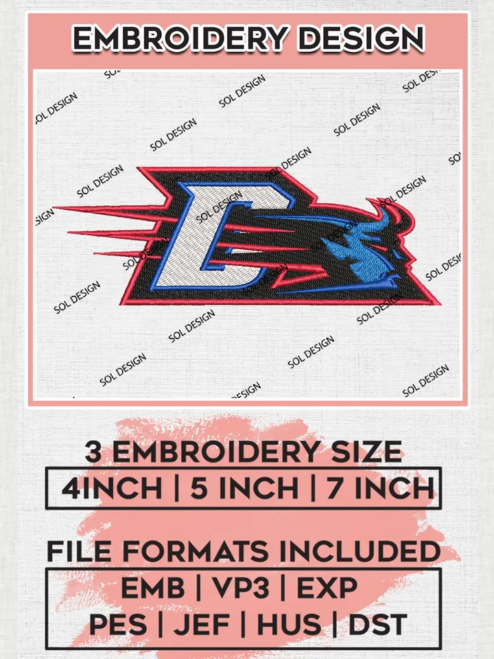 DePaul Blue Demons Team Logo Embroidery Design Files, NCAA DePaul Blue Demons Machine Embroidery, NCAA Teams, 3 sizes, NCAA Machine embroidery designs, Digital Download