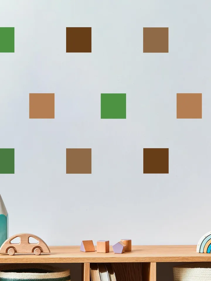 Pixel Block Square Wall decal Minecraft Inspired Sticker Gamer z3335