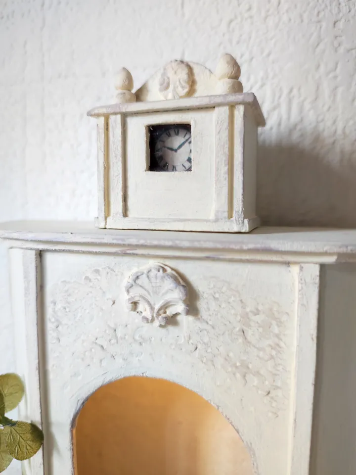 Vintage Miniature Fireplace with Backlight 1/6 -1/12 scale milky white
