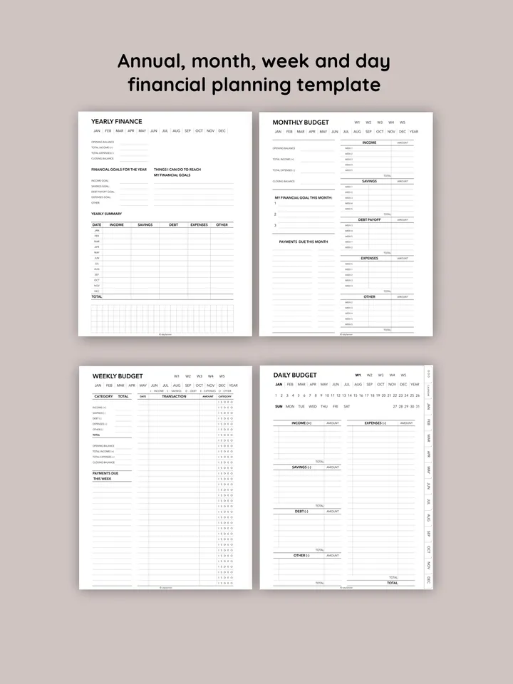 Printable Budget Planner Templates - Yearly, Monthly, Weekly, and Daily budget planning. Family budget planner. Cost-of-living crisis Printables